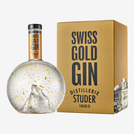 Swiss Gold Gin | mundgeblasene Matterhornflasche